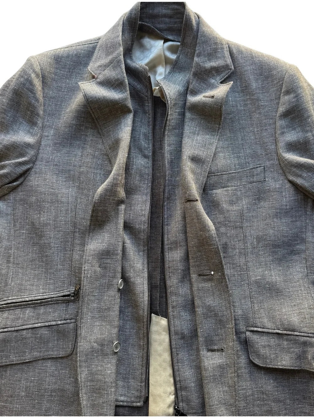 Corneliani ID Blazer Mens 42R Wool Linen Silk Sport Coat Detachable Vest Italy
